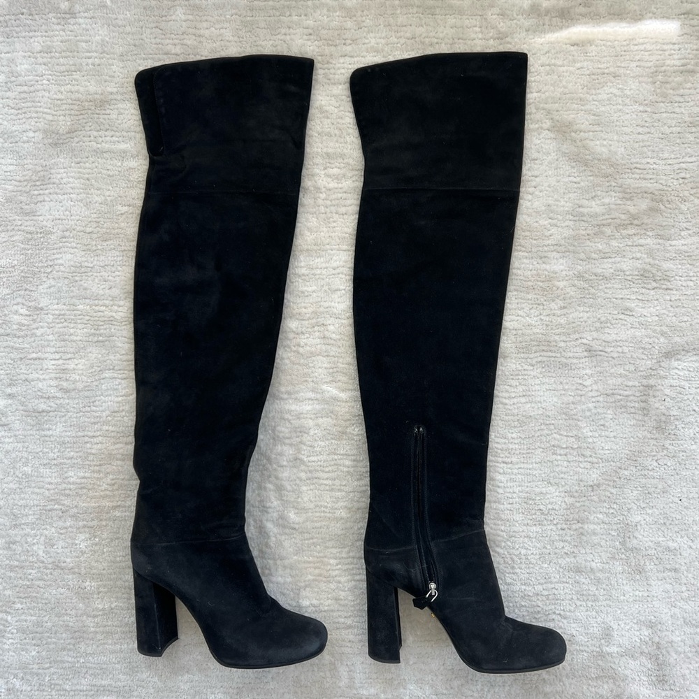 Prada Black Over-the-Knee Suede Boots